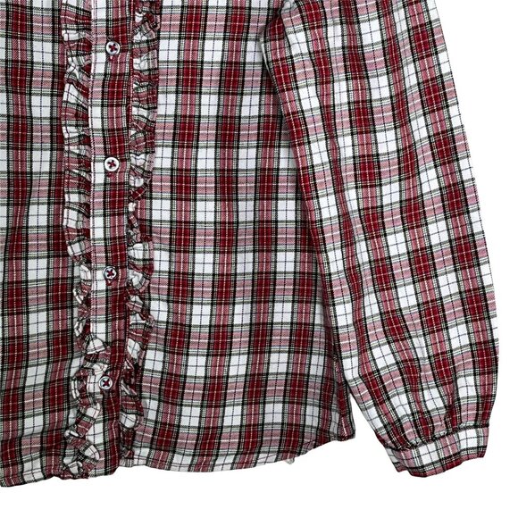 ZARA Girls Plaid Ruffle Button Down Top Red White – Size 7 - Picture 5 of 7